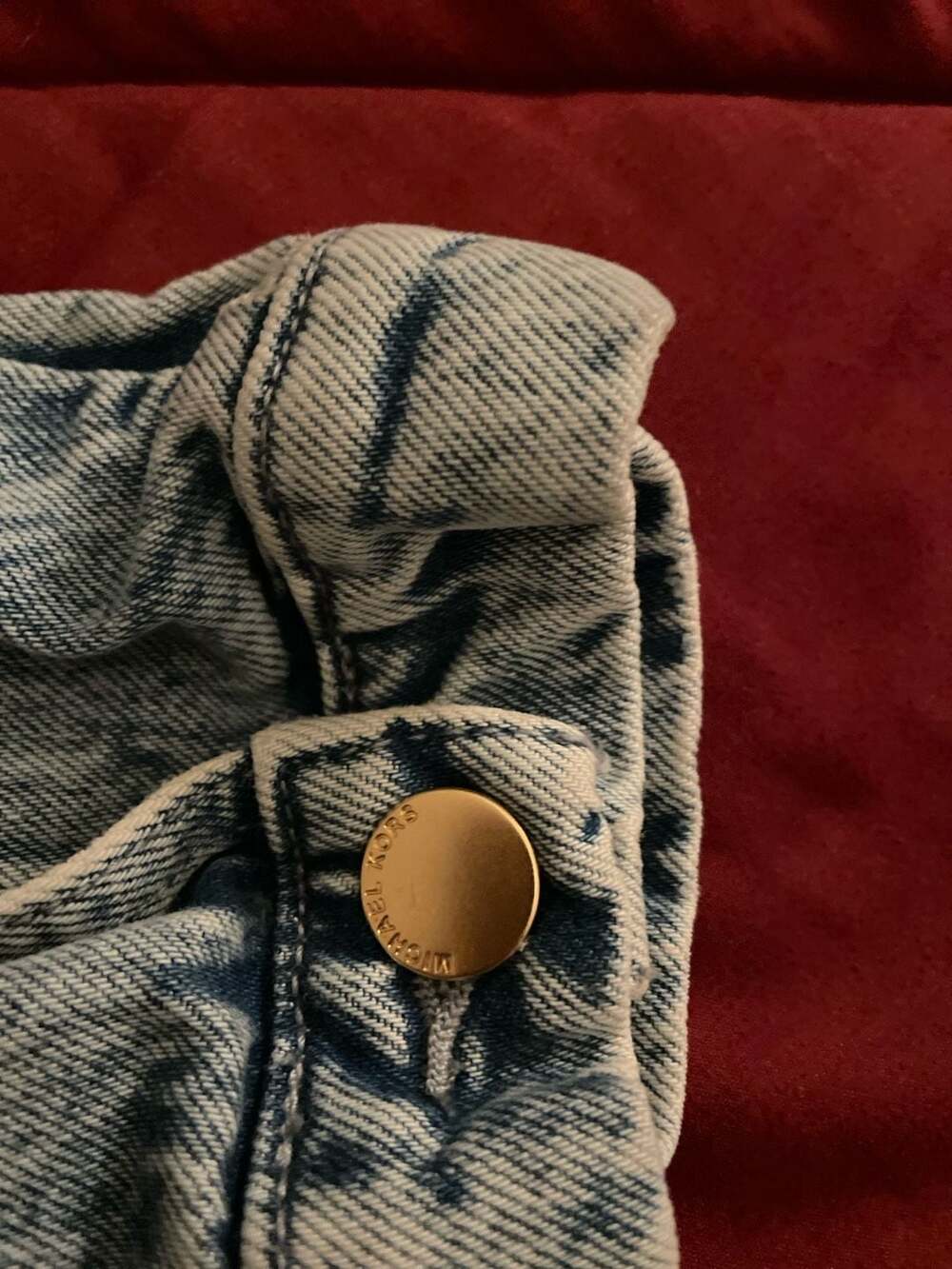 Michael Michael Kors Acid Wash Denim Grommet Button-Front Jacket - Picture 8 of 10